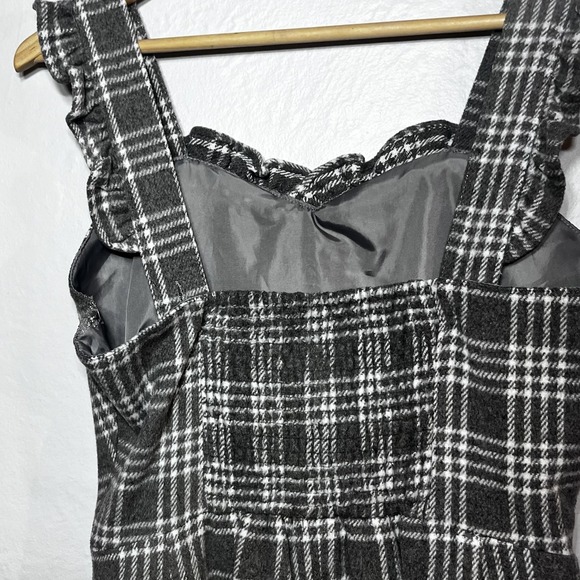 Ank Rouge Dress Womens Medium Gray Plaid Ruffle Heart Jumper Pearl Academia Prep - Picture 5 of 13